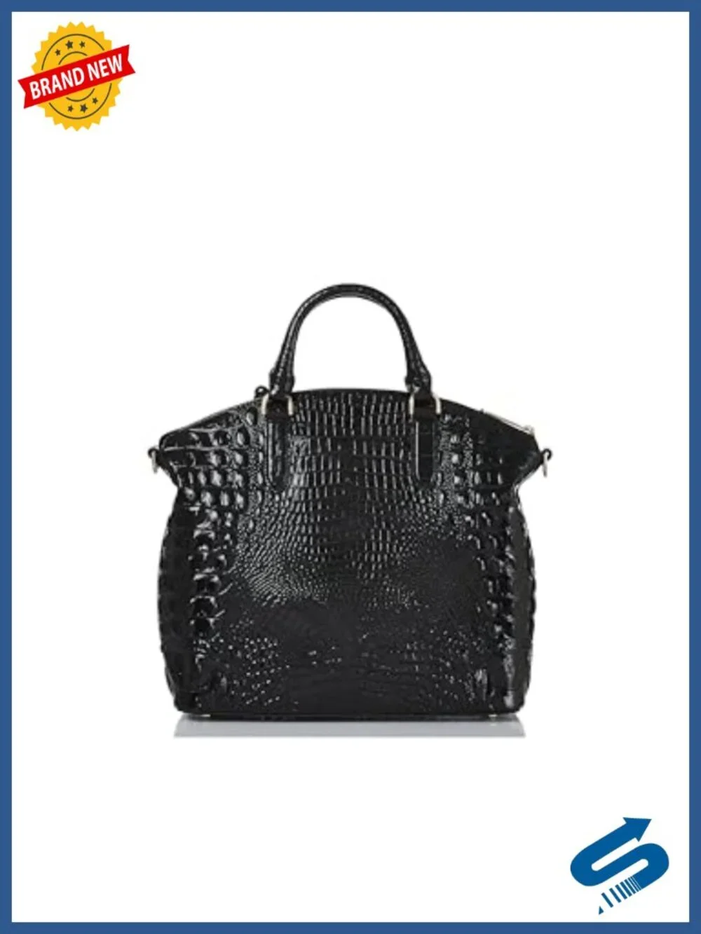 Large Duxbury Satchel - Leather, Croc Embossed, Top Handle Crossbody